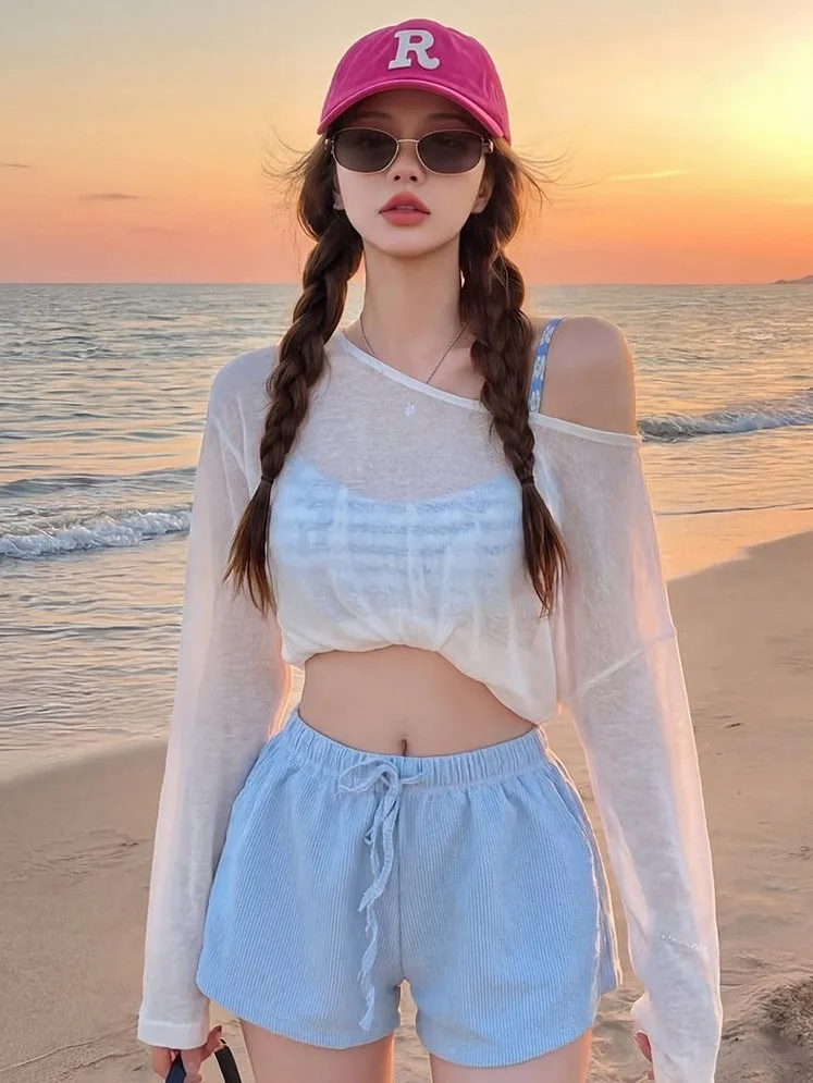 2026 New Sweet Bikini Four-Piece Set Women's Swimsuit Vacation Gather Small Chest Polyester Spandex No Steel Support