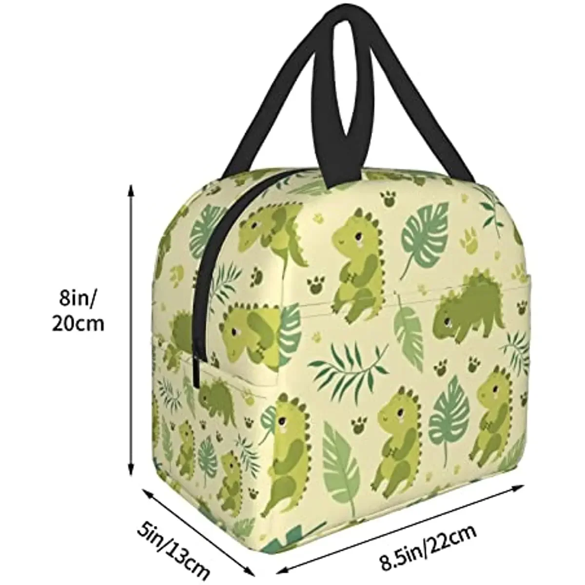 Cute Dinosaurs and Palm Leaves Lunch Box Reusable Lunch Bag Work Bento Cooler Reusable Tote Picnic Boxes Insulated for Kids