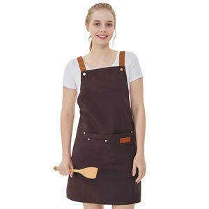 Kitchen Apron Repellent Water with Pockets, Pinfore Unisex, Work Cleaning, Waiter Restaurant, Florist, Bubble Tea Shop 8 Main Sales Uniform Kitchen - №7