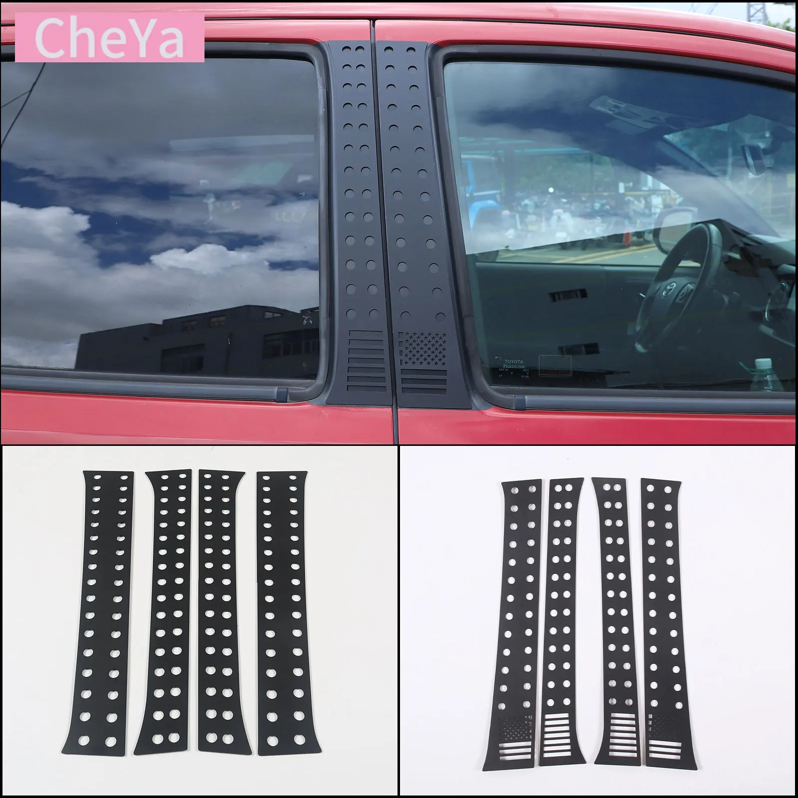 

For Toyota Tacoma 2016-2022 Car Window B-pillar Center Pillar Trim Sticker Aluminum Alloy Exterior Modification Accessories