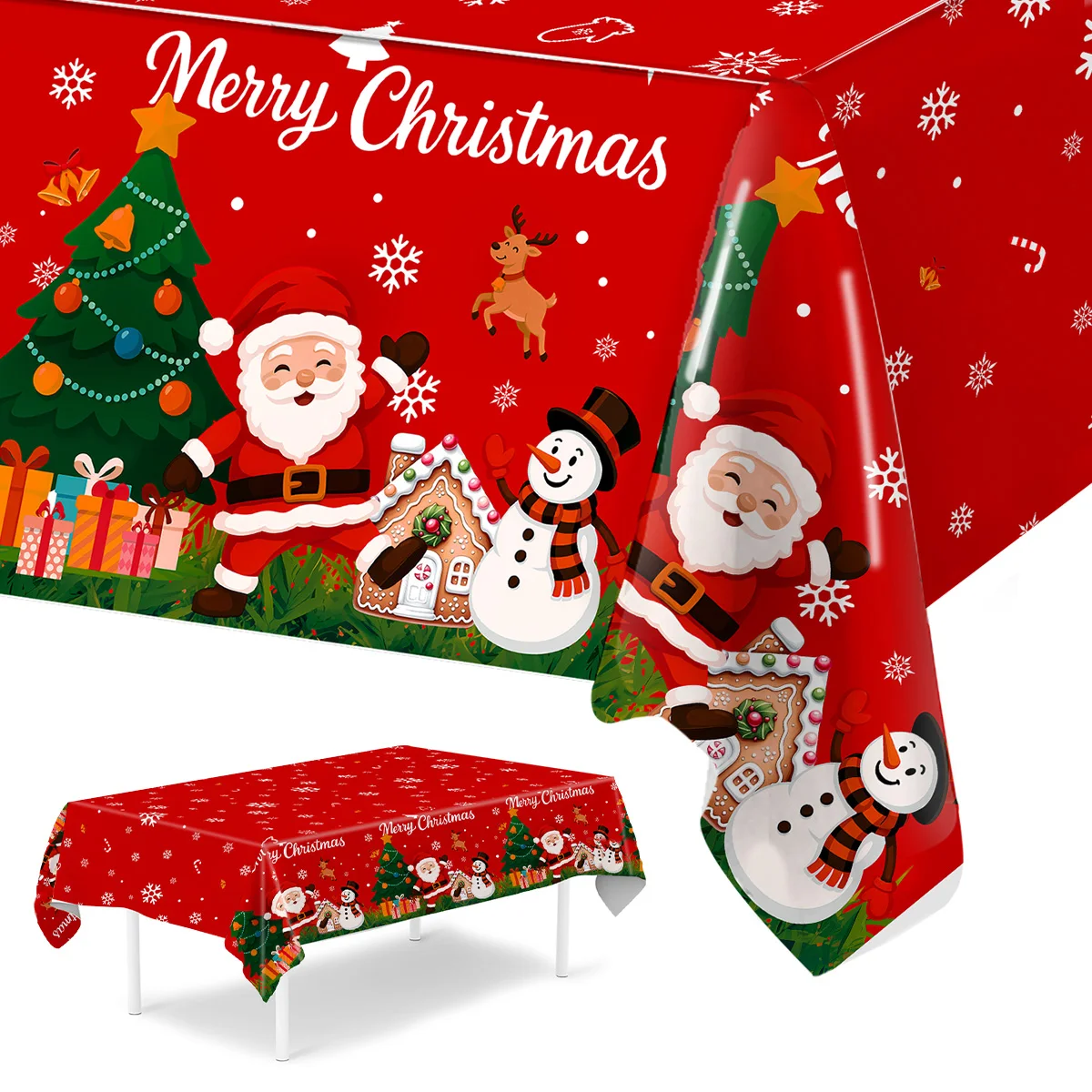 Merry Christmas Tablecloth Merry Christmas Decorations For Home 2025 Navidad Noel Xmas Plastic Table Cover Happy New Year Gift