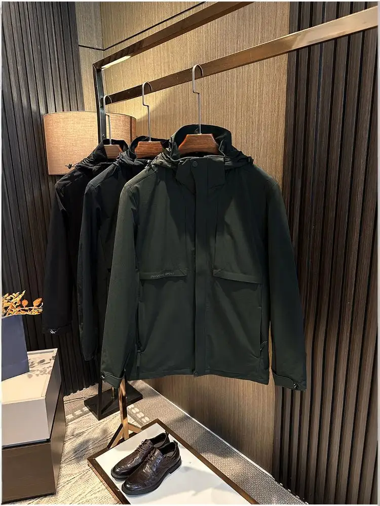 

Outdoor Casual Versatile Men's High End Simple Pure Color Detachable Cap Jaet Faionable Urban Sle Stand Fit Spring A...