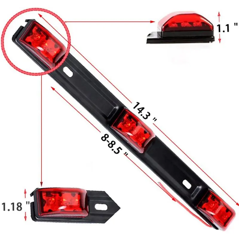 ABXN-5X Trailer Tail Light Bar, 14.2 Inch Red Clearance Identification ID Marker Light With Bracket