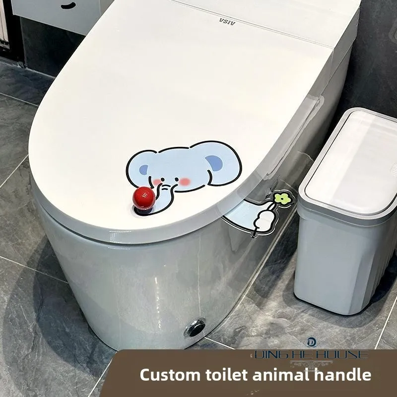 

Cartoon Elephant Acrylic Toilet Seat Lifter Hygienic Handle To Lift Toilet Lid Without Touching Portable Bathroom Accessorie