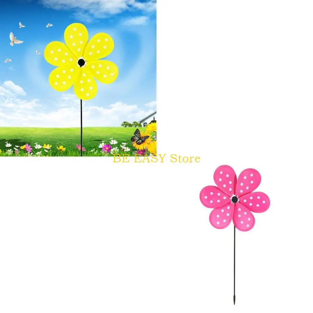 E28F Colorful Dot Wind Spinners Lawn Pinwheels Windmill Party Pinwheel Wind Spinner f