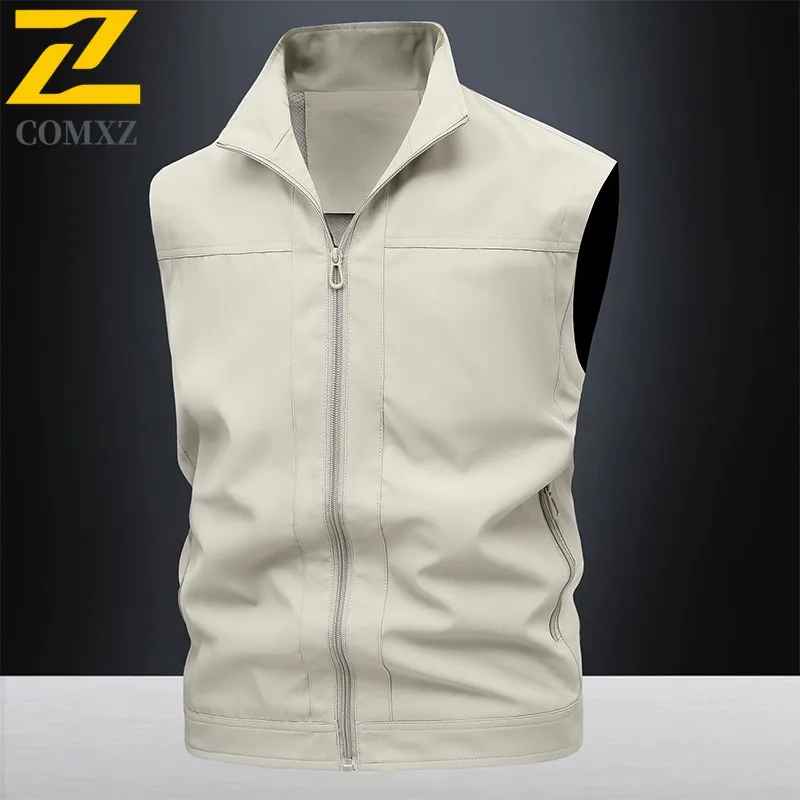 COMXZ Spring-Summer Outdoor Vest Waterproof Windproof Hiking Camping Men Women Streetwear Lightweight Tactical  Work Jacket 2025