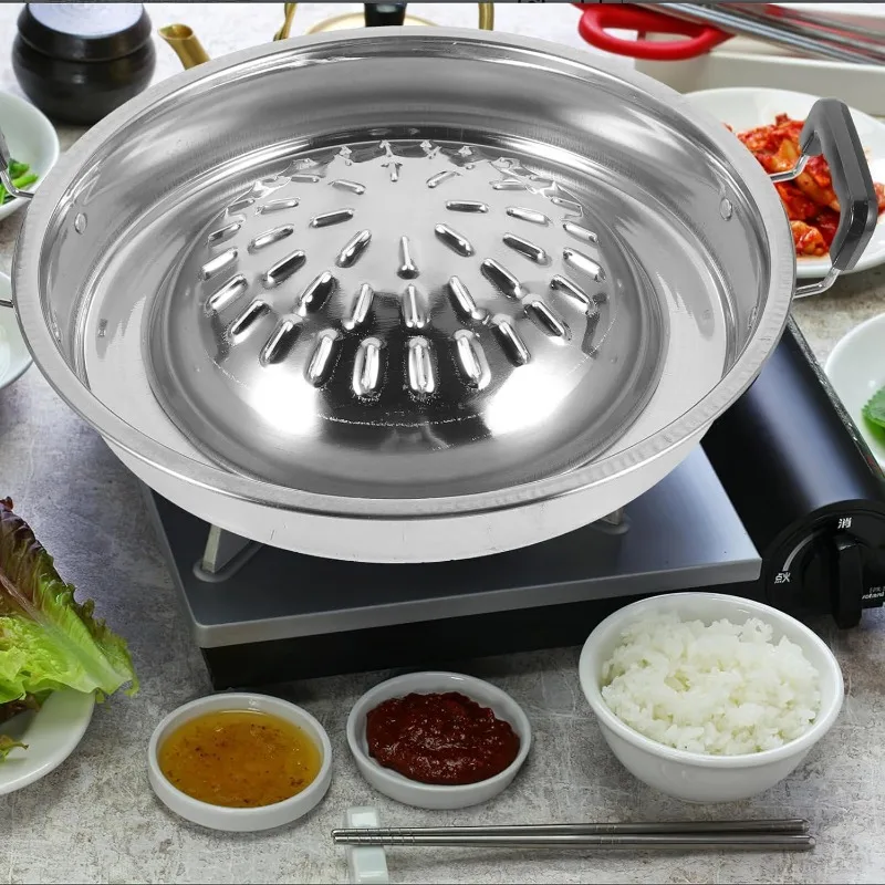 Stainless Steel Barbecue Plate Camping Grill Pan Korean Barbecue Stove Professional Grill Pan Barbecue Pot Supplies Household