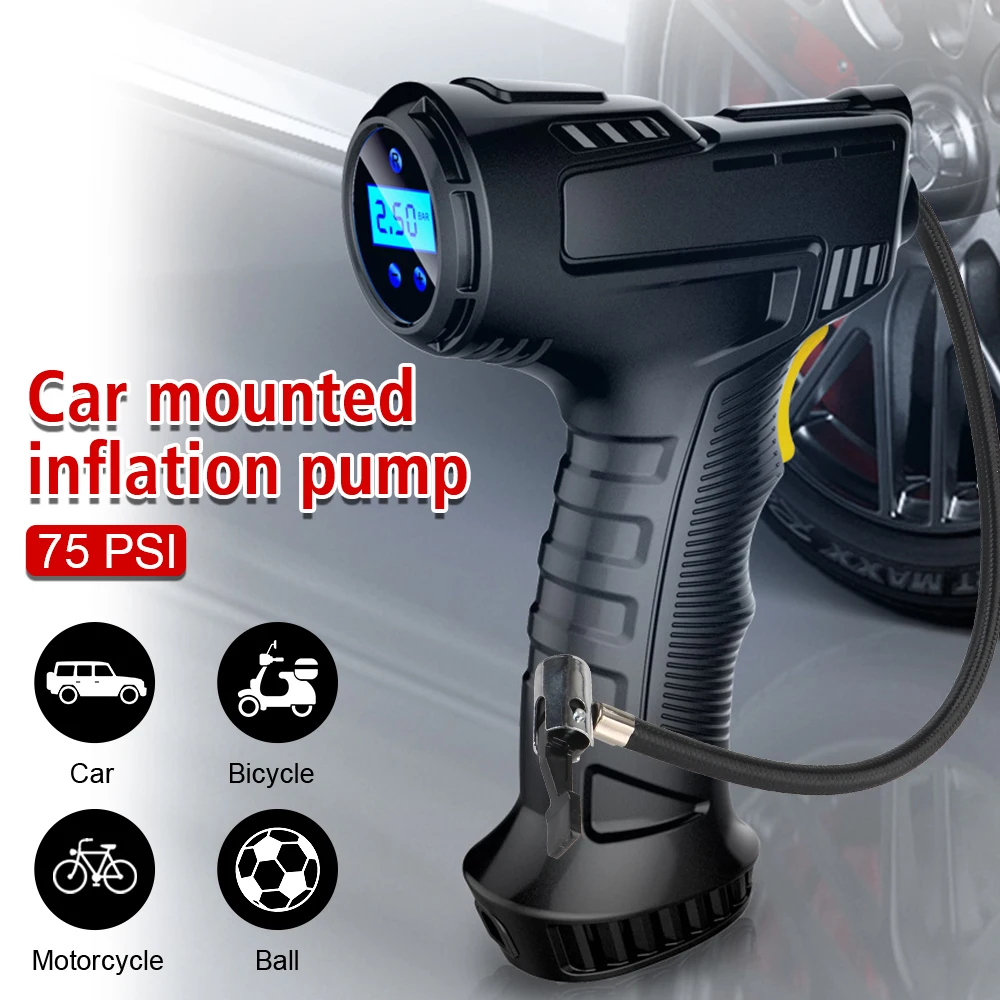 Inflatable Pump 75PSI for Car Bicycle Car Tire Inflator 120W With LED Light Digital Display Automatic Stop Car Air Compressor