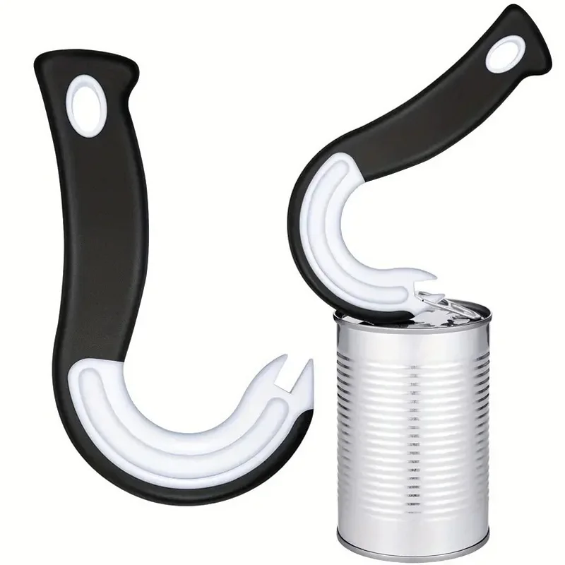 100Pcs Portable J-Shaped Easy Grip Tin Openers Kitchen Non-Slip Jar Opener Lid Opening Tools Ring Pull Can Opener