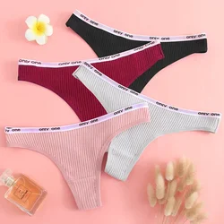 4Pcs Womens Cotton G String Thong String Underwear Women Briefs Sexy Lingerie Pants Intimate Ladies Letter Low Rise