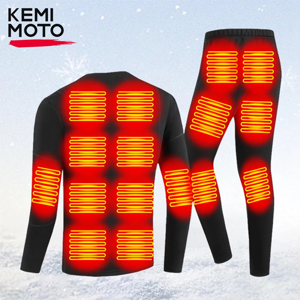 

Unisex Heated Thermal Underwear Set 28 Heating Zones USB Electric Warm Cotton Pants Top for Outdoor Motorcycle Skiing Equipments