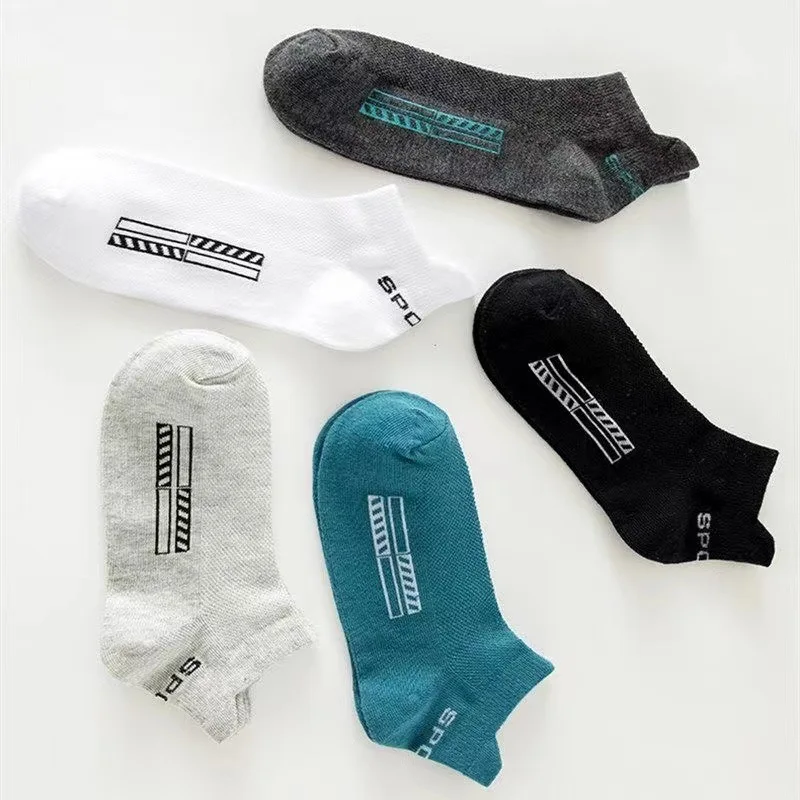 Men Summer Cotton Socks Sweat-Absorbent Odor-Resistant Short Tube Boat Pull-Up Mesh Short Socks Breathable Sports Cotton