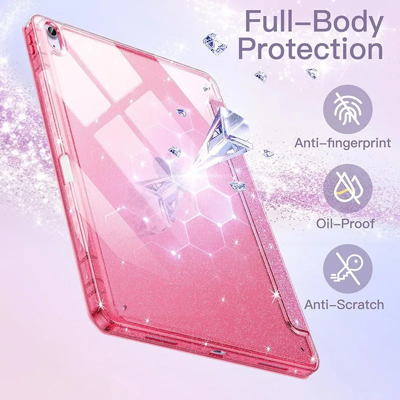 Für iPad Mini 6 7 10. 11. A16 Air 11 Hülle Glitzer Magnetische Stoßfeste Standhülle mit Stifthalter – Detail 3
