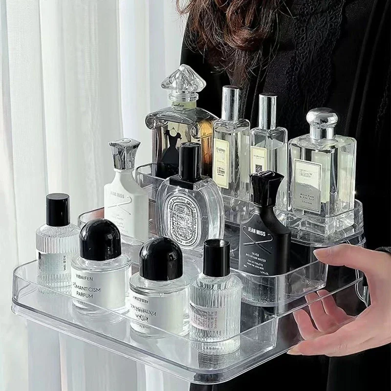 Acrylic Three-layer Transparent Perfume Organizer Rack Q Fragrance Mini Storage Box Display Stand Plastic Storage Holder