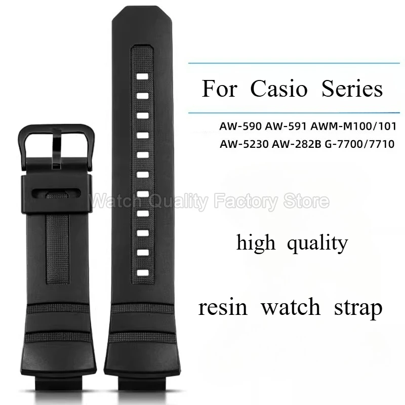 For Casio AW-591/590/5230/282BAWG-M100/101 G-7700/7710 16mm White Red Blue Comfortable Strong Special Interface Resin Watchband