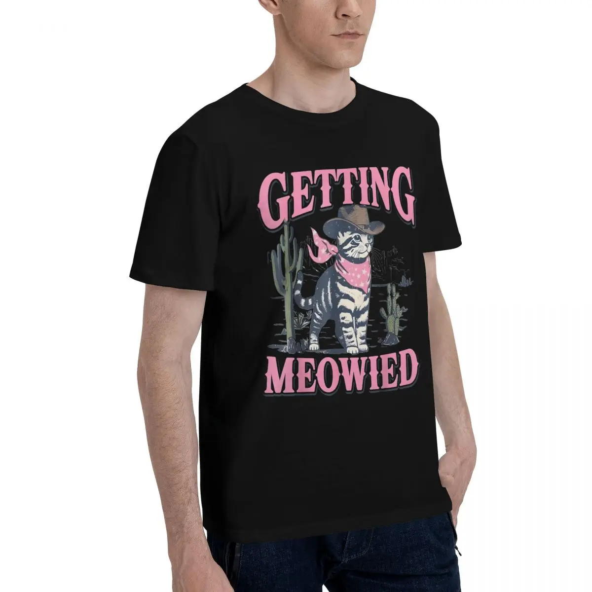 Cowboy Cat Meow Wild West Campaign T-shirts High grade Travel Title Top Quality USA Size