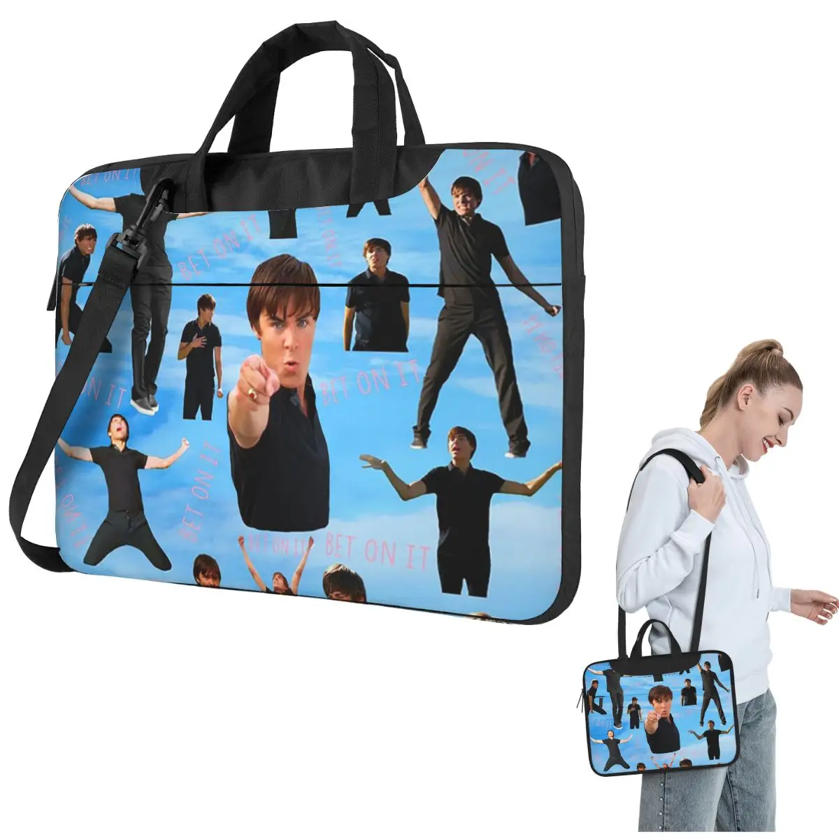 Zac Efron Troy Bolton Bet On It High School Musical Crossbody Laptop Bag Case13 14 15.6 Inch Notebook Pouch for Macbook Pro