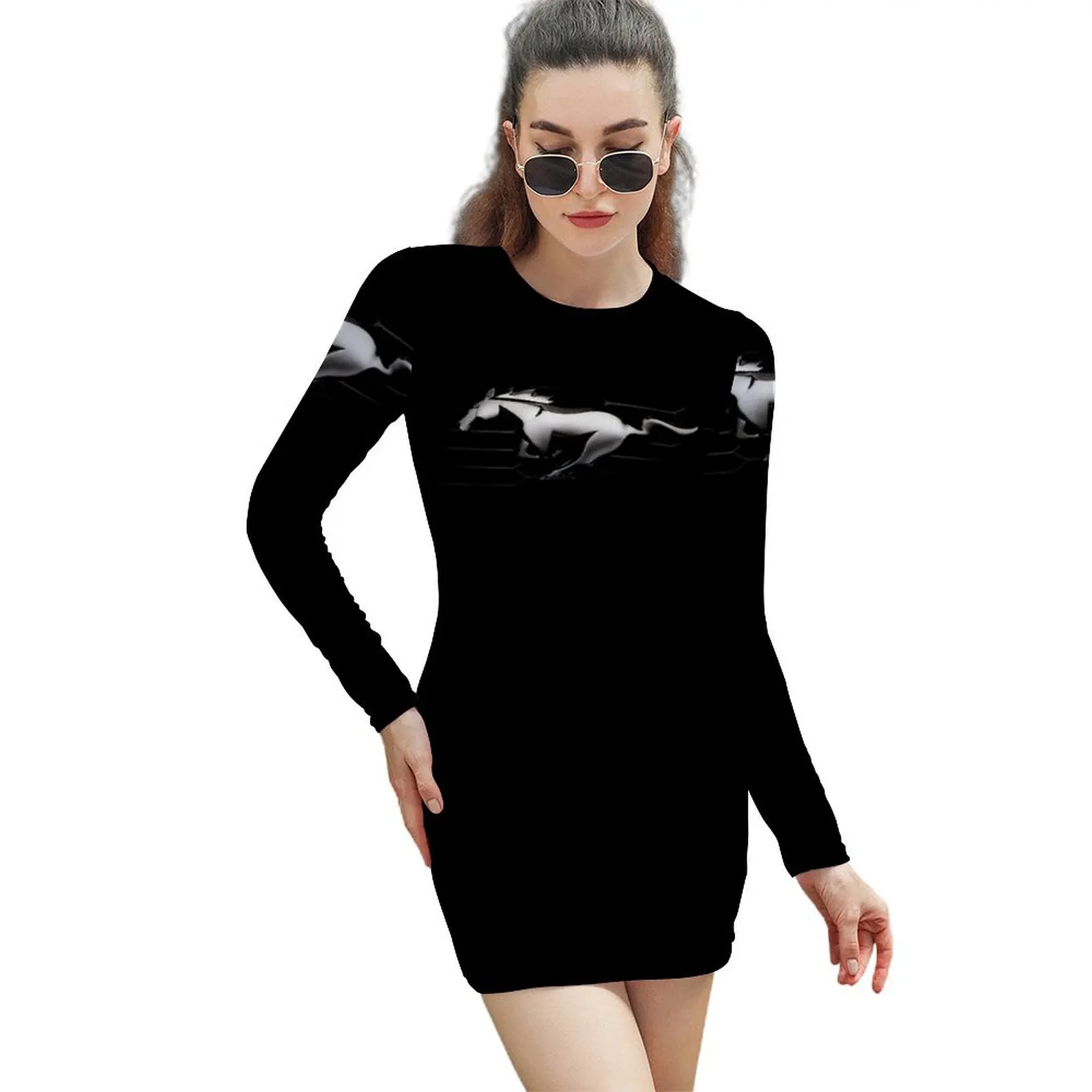 

Classic Mustang Long-Sleeved Sheath Dress summer woman dress 2024 dresses for official occasions sensual sexy dress for women