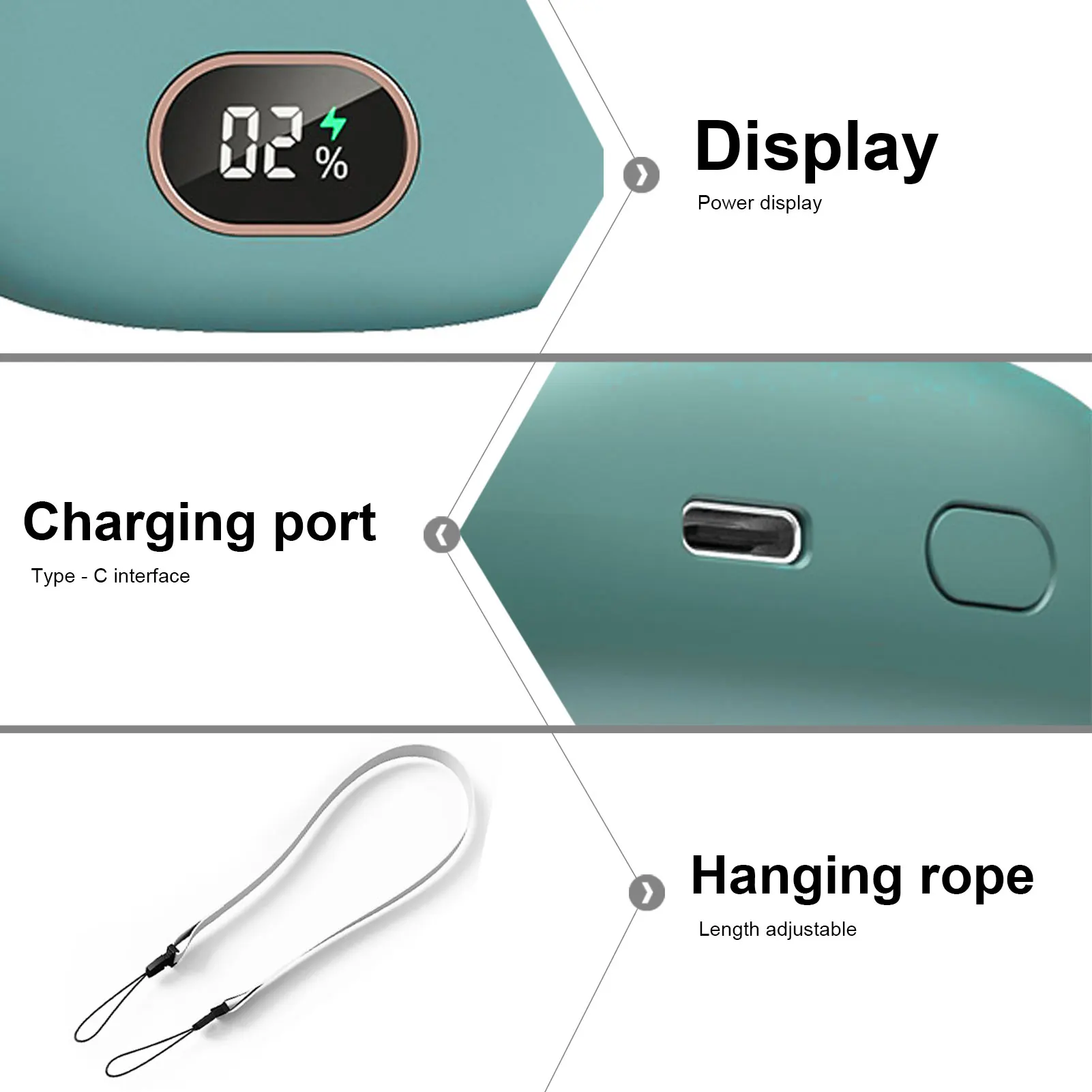 Handventilator, Wohnaccessoire, Mini-Elektroventilator, tragbar, USB-Aufladung, zum Aufhängen am Hals, blattloser Ventilator für Outdoor-Sport, Reisen, USB-Ventilator