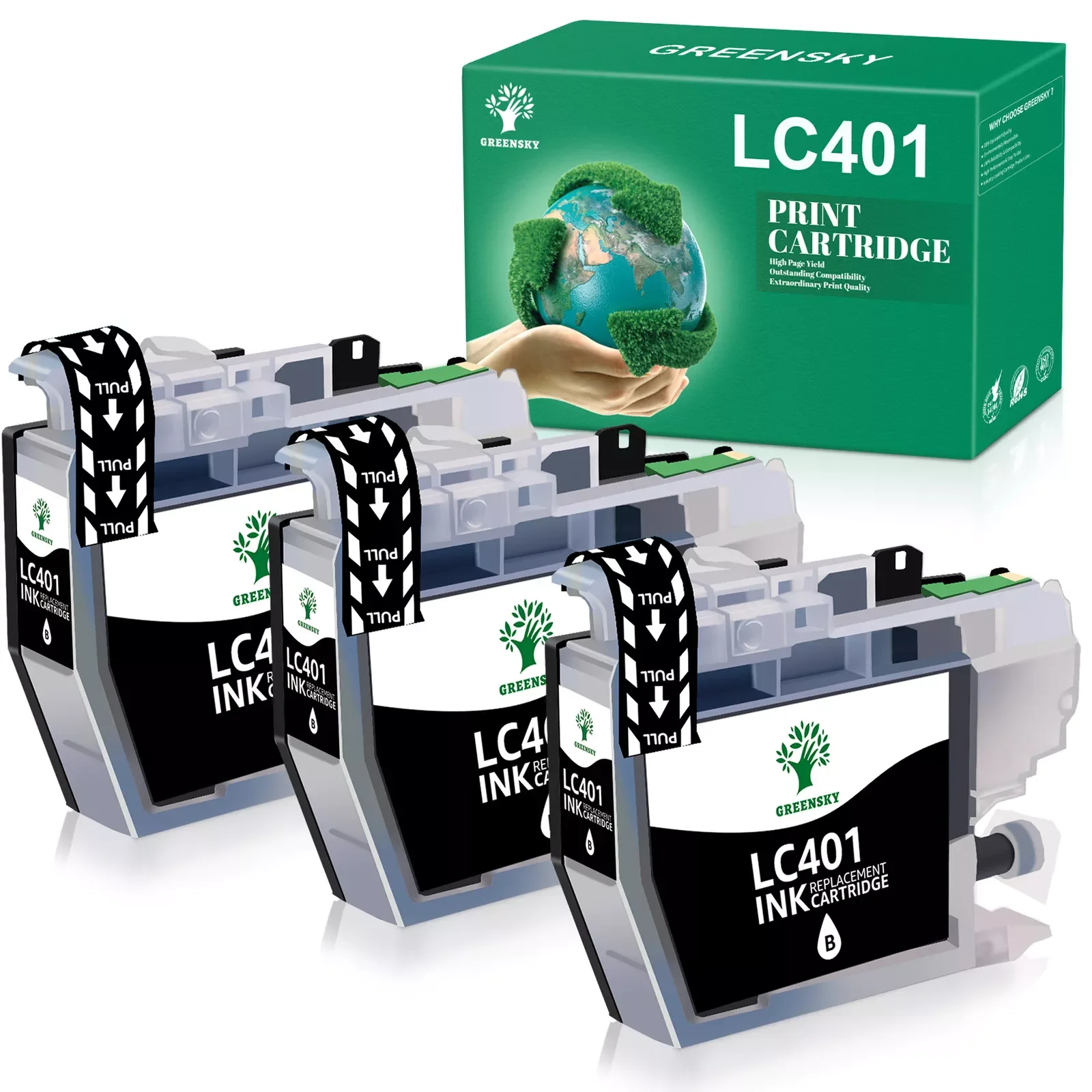 

3PK LC401 Black Ink Cartridge replacement for Brother MFC-J1012DW MFC-J1170DW