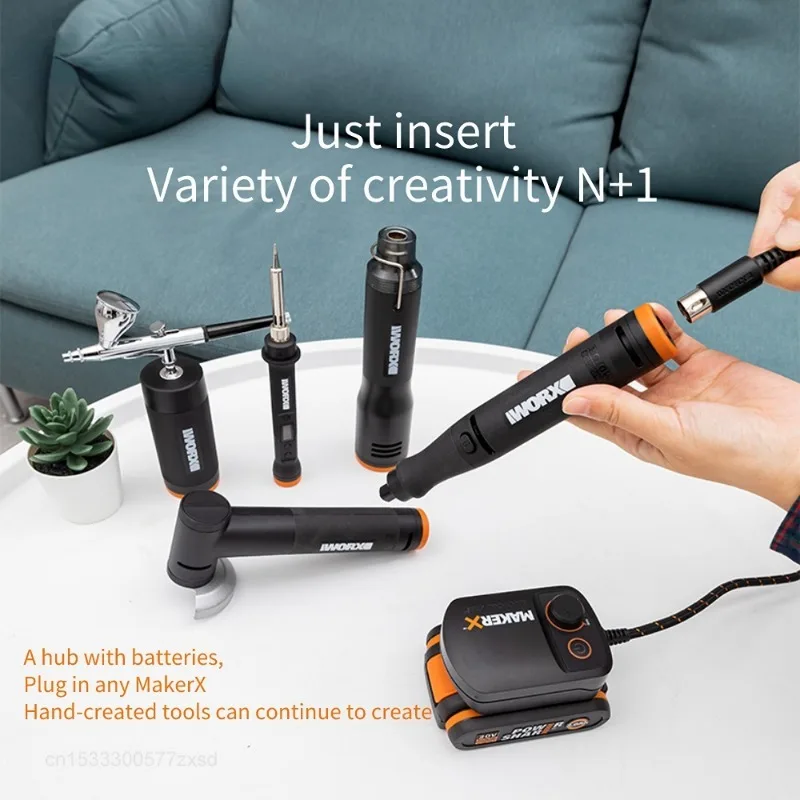 Xiaomi Worx 20V MakerX Tool Set Rotary Tool Angle Grinder Air Brush Heat Gun Home Rotary Cutter Hot Glue Gun Blower Engraving