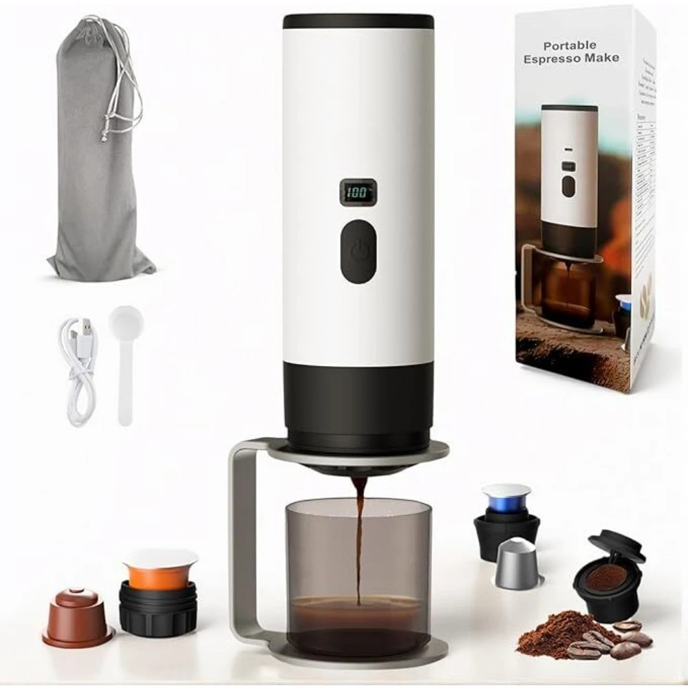 

Портативная кофеварка 3 в 1, мини-эспрессо-машина, самонагревающаяся, 15 бар, с сумкой, США