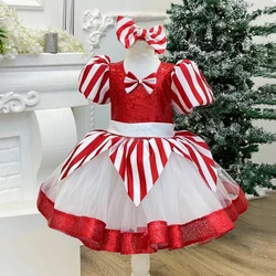 2024 Christmas Costume For Kids Girls Cartoon Santa Claus Snowflake Party Dresses Princess Dress Children Cosplay Xmas Vestidos