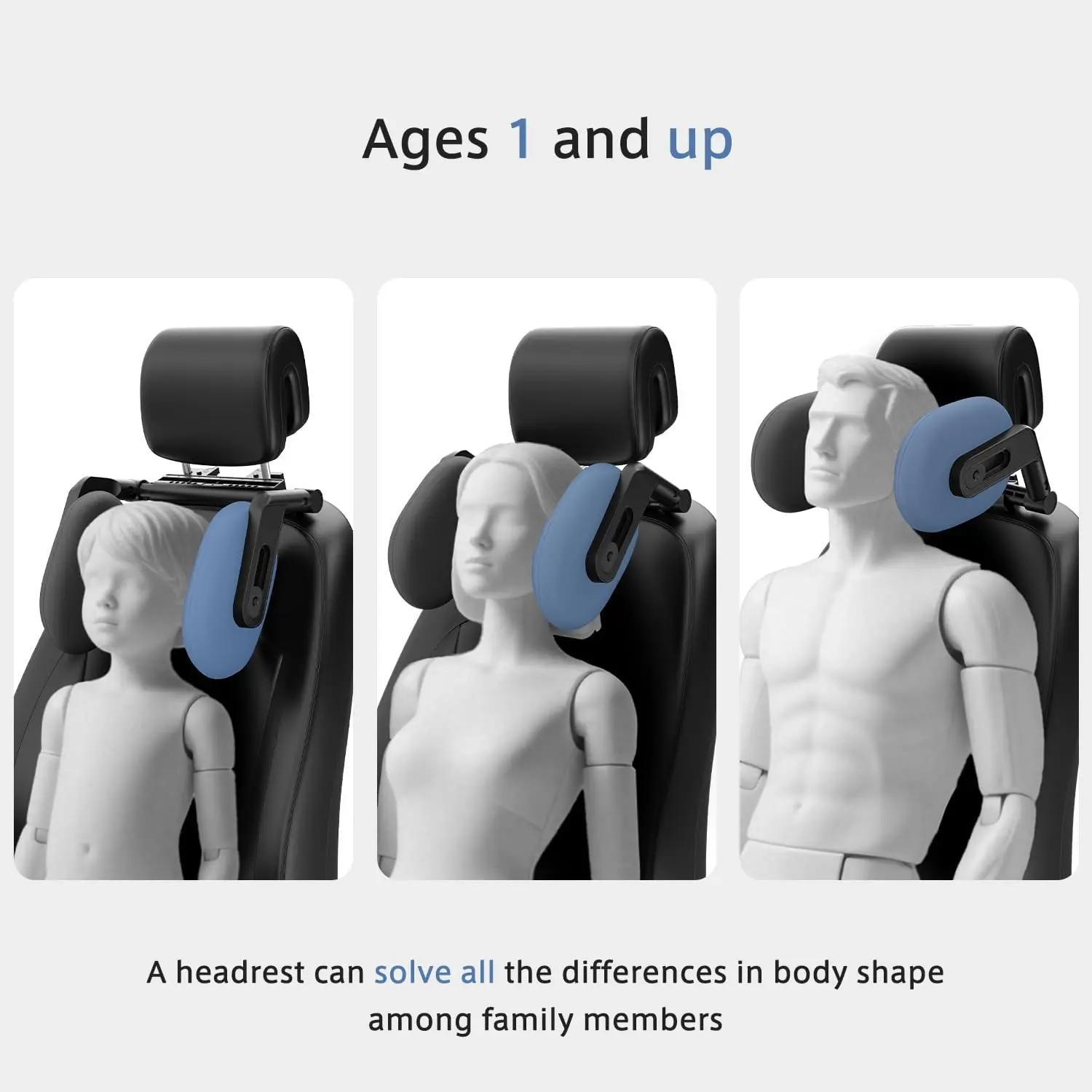 6-Way Adjustable Thickened Memory Foam Car Headrest Neck Pillow, Travel Car Sleeping,Suitable for Kids and Adults - view 6