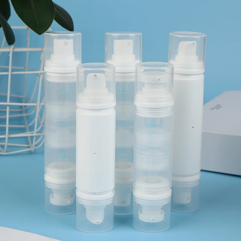 {MX} 5 ml/10 ml doppelköpfiger, nachfüllbarer Vakuumbehälter für Kosmetika, Presstyp, Sprüh-/Lotion-Verpackungsflasche für Cremegel