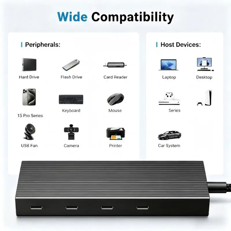 31BA Aluminum Type C Splitter with Four Type C Outlets, 10Gbps Transfer Figure