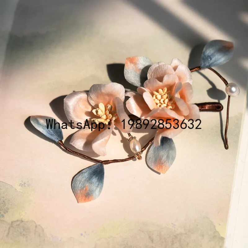 FS new national style intangible cultural heritage silkworm velvet flower soft hairpin national style new Chinese hair