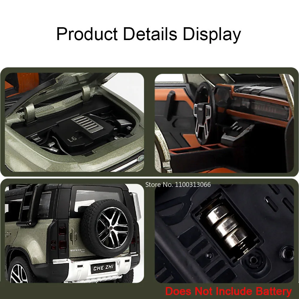 Land Rover Defender w skali 1:24 Zabawki Modele samochodów z lekkim dźwiękiem Gumowe opony Pojazdy Miniaturowy samochód dla dzieci Prezenty dla dorosłych