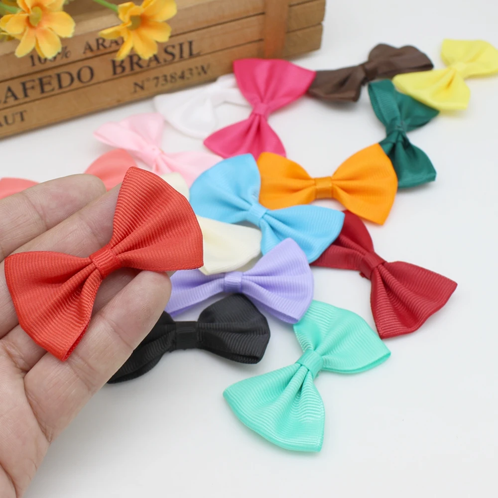 20 or 50pcs /lot 40-60mm Satin Ribbon Bows DIY Sewing Garment Wedding Decor Satin Ribbon Bows Decoration Bows