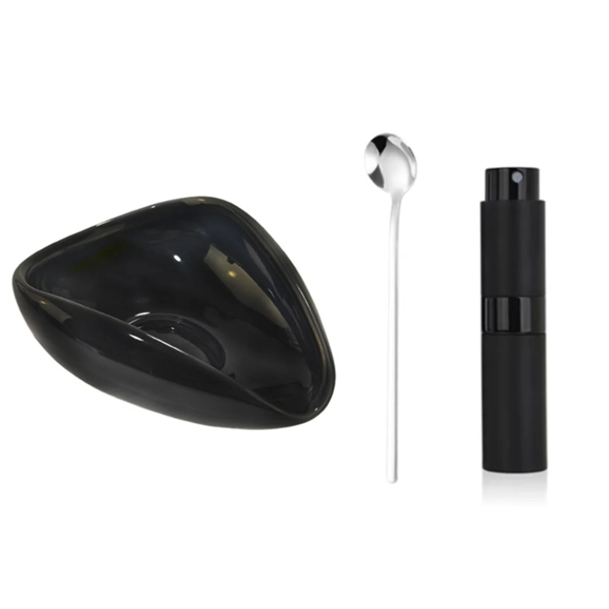 Ensemble de 3 pièces de tasse de dosage de grains de café, bouteille et cuillère de pulvérisation RDT, accessoires de bar à café, récipients de dosage en céramique noir