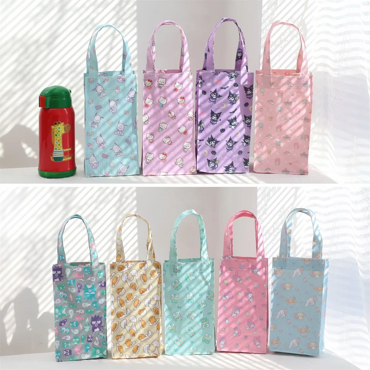 

Cartoon Hello Kitty Kuromi Insulated Water Bottle Cover Student Sports Waterproof with Strap Thermal Cup Sleeve Umbrella Handbag