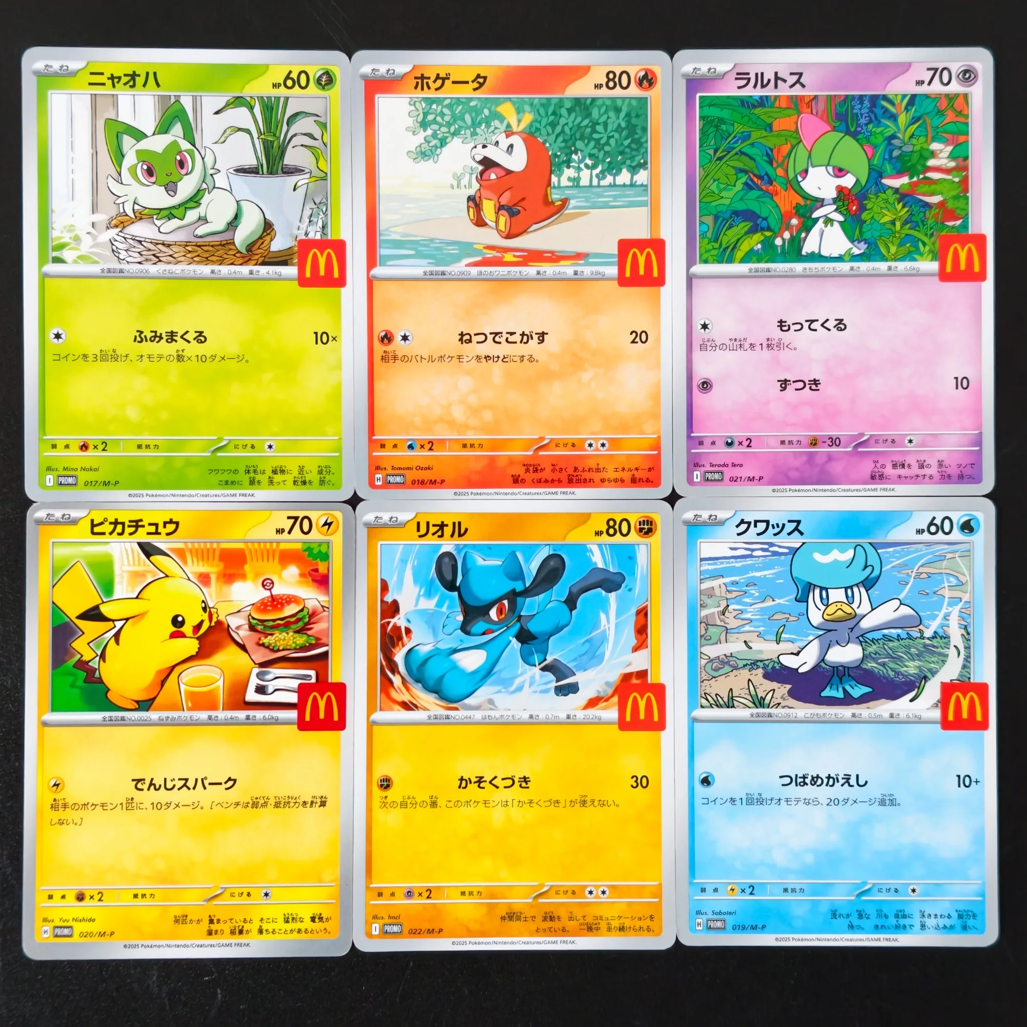 Proxy TCG PKM 6PCS McDonald M-P Promo-Karten Sprigatito Fuecoco Quaxly Riolu Ralts Anime-Sammelkarten Geschenk-Spielzeug