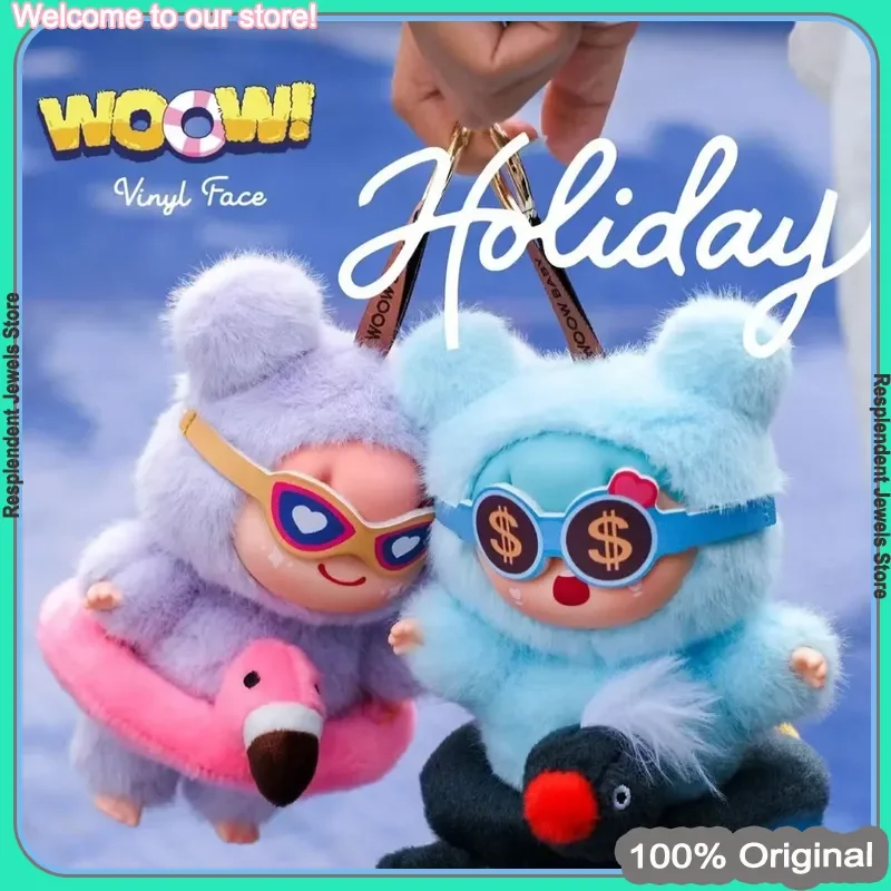 

2025 Woow Happy Holiday Series Blind Box Vinly Face Cartoon Plush Collectible Cute Trendy Play Decor Doll Keychain Toy Xmas Gift