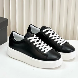 Withered British Fashion Women's Shoes Genuine Leather Shoes Sneakers Women Thick Insole Increase Vulcanized Shoes Women