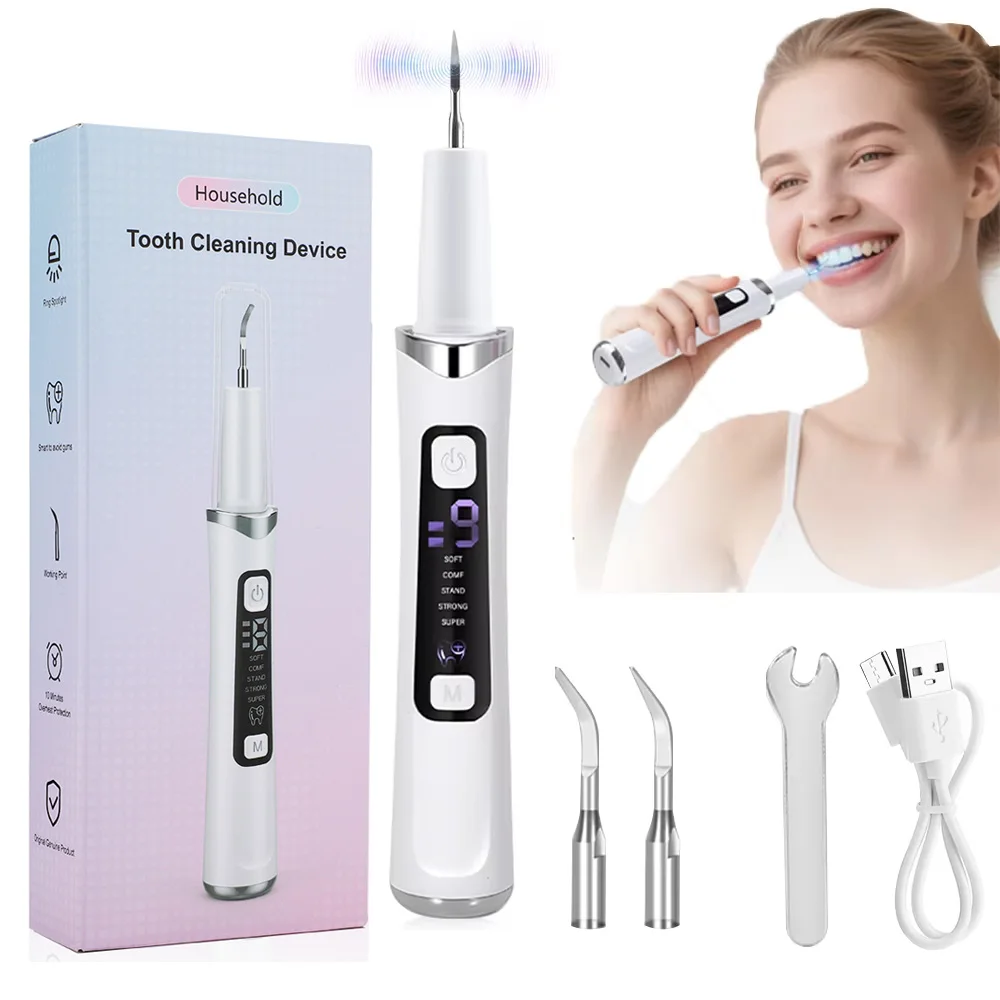 Electric Ultrasonic Dental Scaler 5 Modes Calculus Oral Tartar Remover Tooth Stain  9 Levels Cleaner Teeth Whitening Oral Care