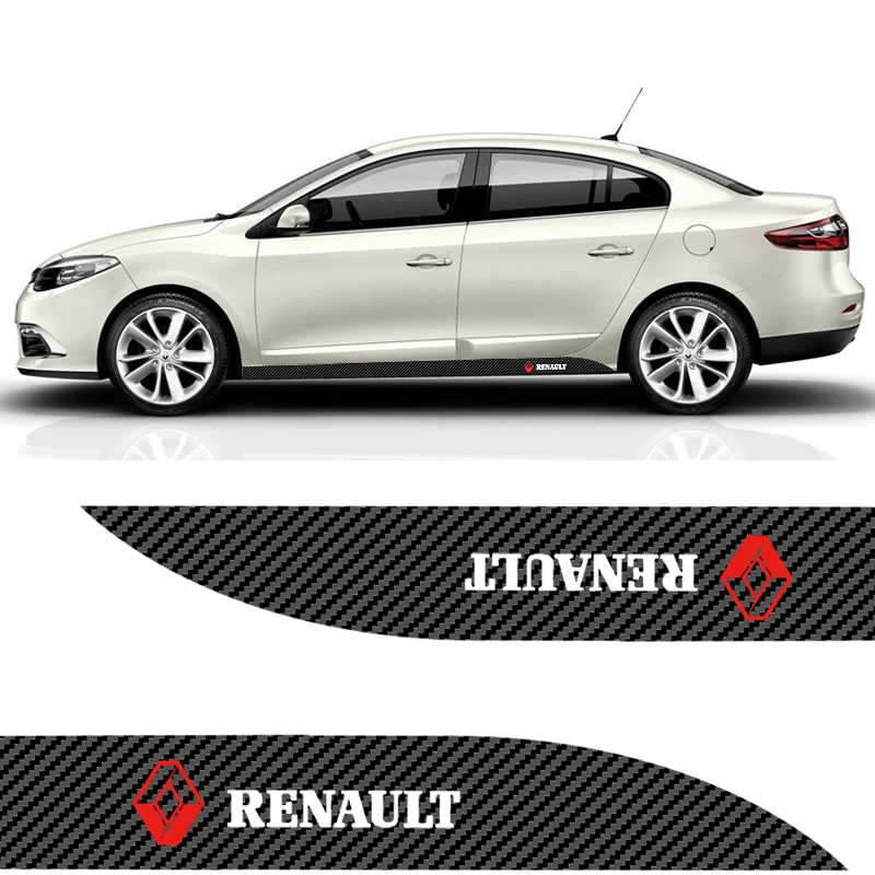 

2pcs New Car Door Side Skirt Car Body Decal Carbon Fiber Car Stickers For Renault DUSTER Megane 2 3 Clio 4 Captur Kadjar Fluence