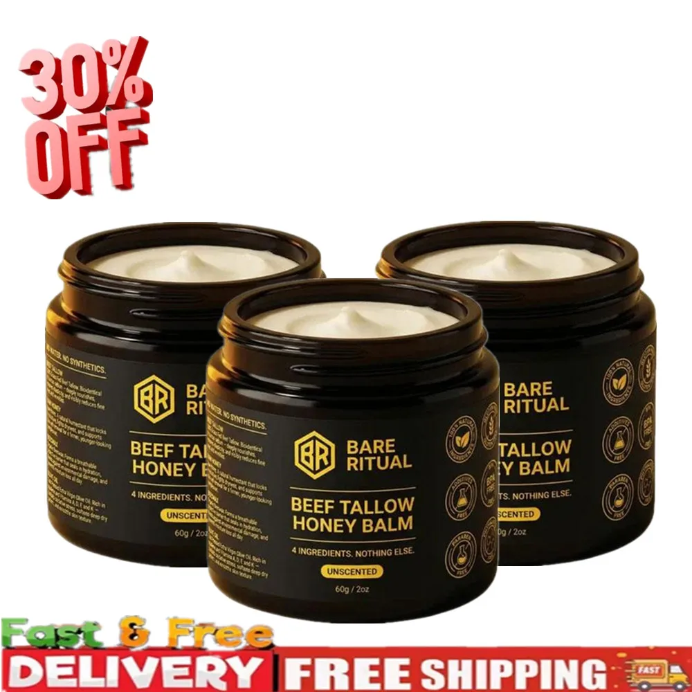 60g Bare Ritual Beef Tallow Honey Balm Unscented Gentle Hydrating Skin Balm Smooth Non‑Greasy Nourish Soft Skin Daily Body Care