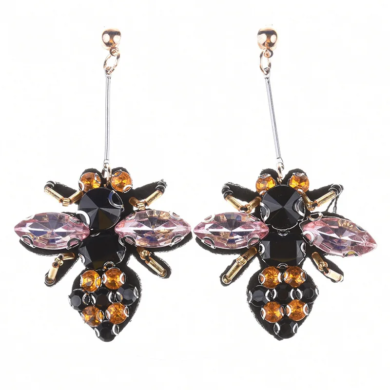 New foreign trade earrings, luxury big-name insect rhinestone earrings, source manufacturer of cross-border accessories