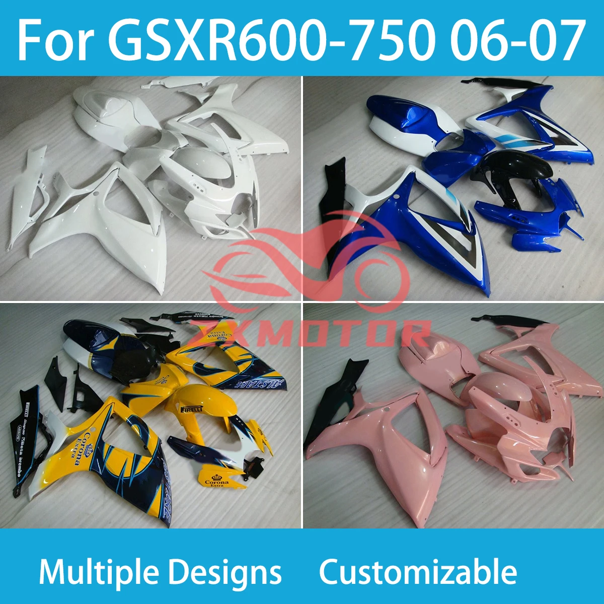 

GSXR600 GSXR750 06 07 детали кузова обтекатели для SUZUKI K6 GSXR 600 750 2006 2007 инъекция ABS обтекатель комплект кузова