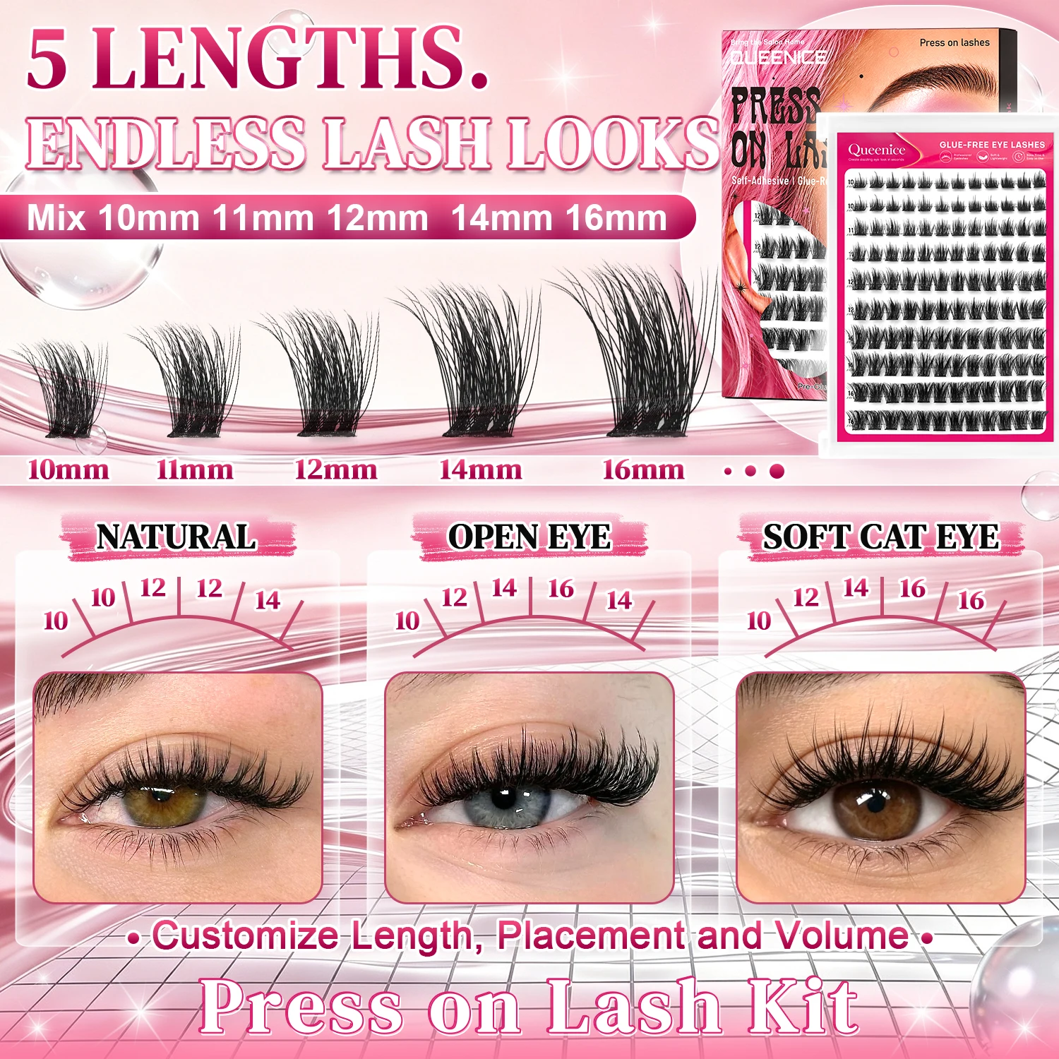 Press-On Wimpern Selbstklebende Wimpernbüschel Ohne Kleber Manga-Wimpern D-Curl 10-16mm Gemischte Flauschige Natürliche Falsche Wimpern Lieferant – Detail 2