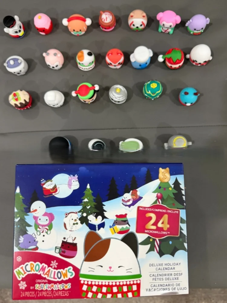 Christmas Countdown Calendar Blind Box Micromallows 24-Day Advent Calendar Soft Vinyl Figures Mini Holiday Party Decor New Year