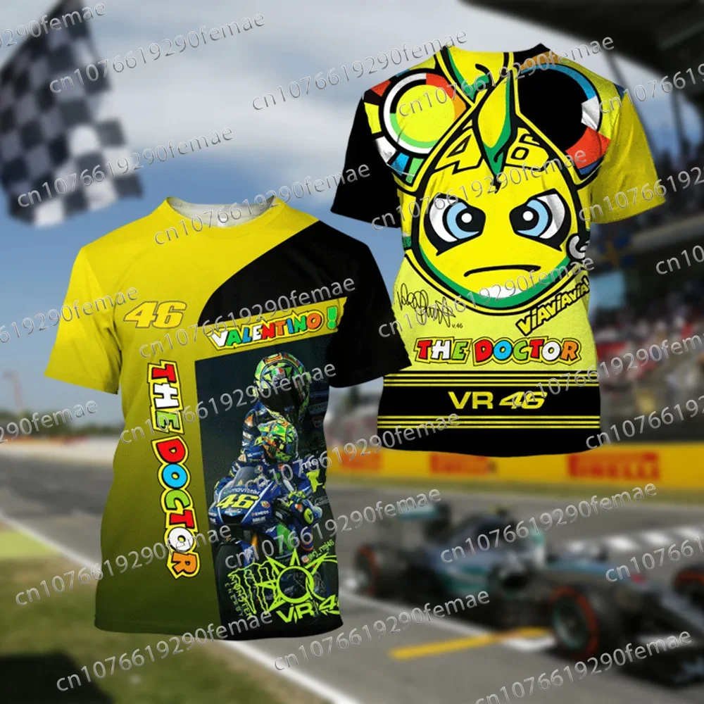 2024 Popular Classic Motorcycle Racer GP Rossi 3D Printed Motorcycle Racing Fan T-shirt Short Sleeved Daily Street Trend Top