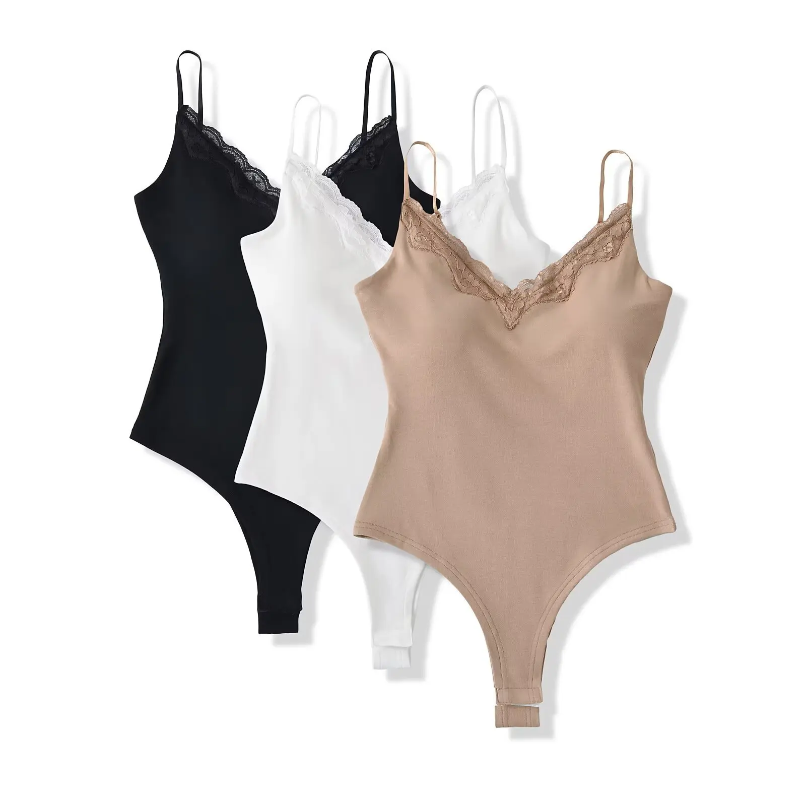 

2025 Summer Lace Patchwork Bodysuits Women Fashion Sexy Spaghetti Straps Backless Sleeveless Casual Romper Streetwear Tops