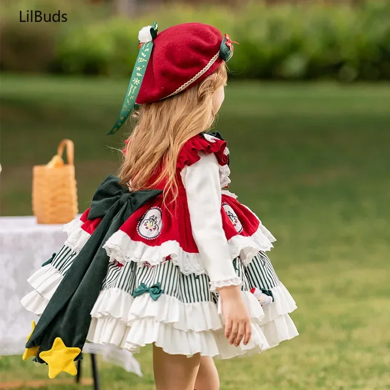 2024 New Kids Children Lolita Tutu Dresses Costume Girls Christmas Princess Sleeveless Vest Outfits Autumn And Winter Clothes