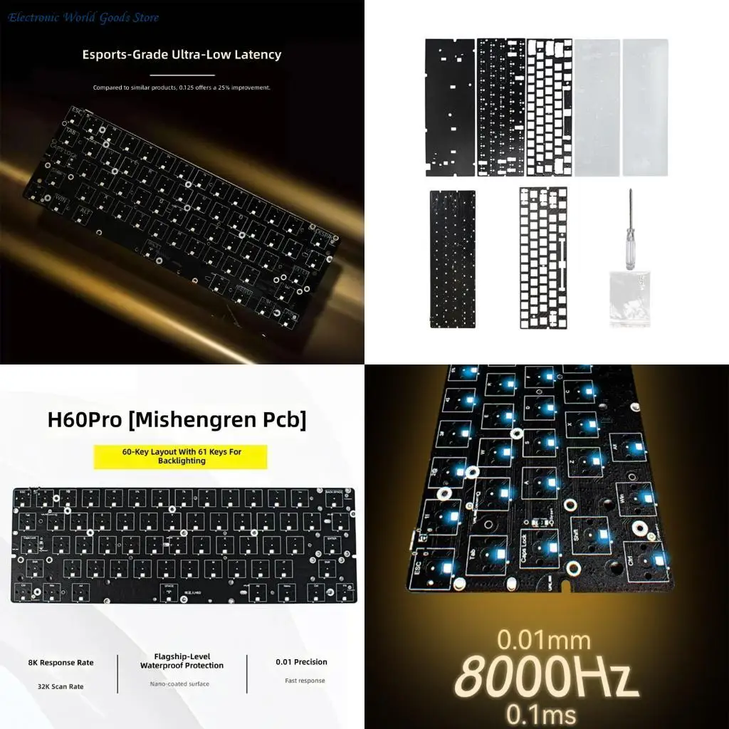A3PD Premium Aluminum/Carbon Fiber 61 Switches PCB For DIY Mechanical Keyboard Enthusiasts