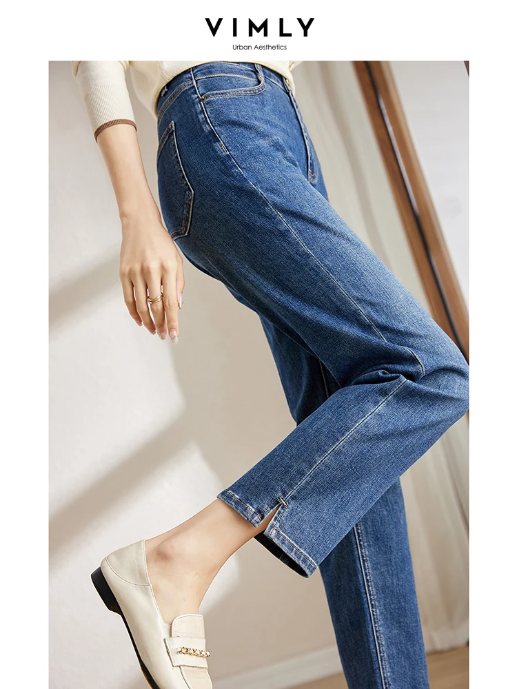 Vimly Straight Hight Waist Denim Jeans Ankle-Length Loose Pants Spring Autumn 2023 Cotton Vintage Jeans for Women Trousers 70705